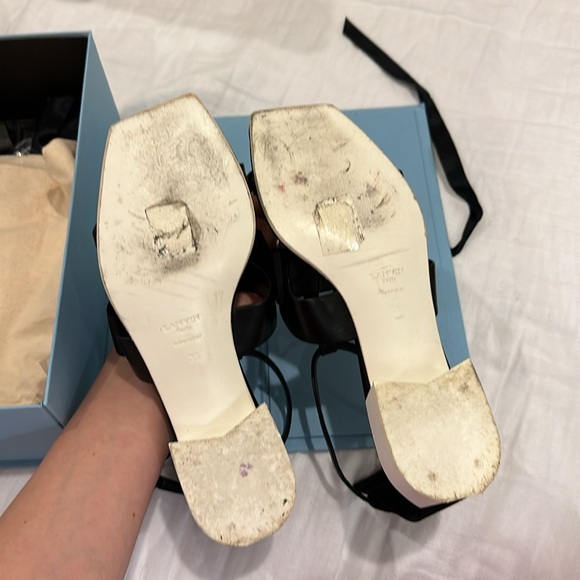 Lanvin Paris Womens Gladiator Bow Heel Sandals Black - Picture 8 of 8